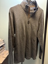 Chaps Men's Sweatshirt Large Grey 1/4 Zip Pullover Sweater Cotton Long Sleeve