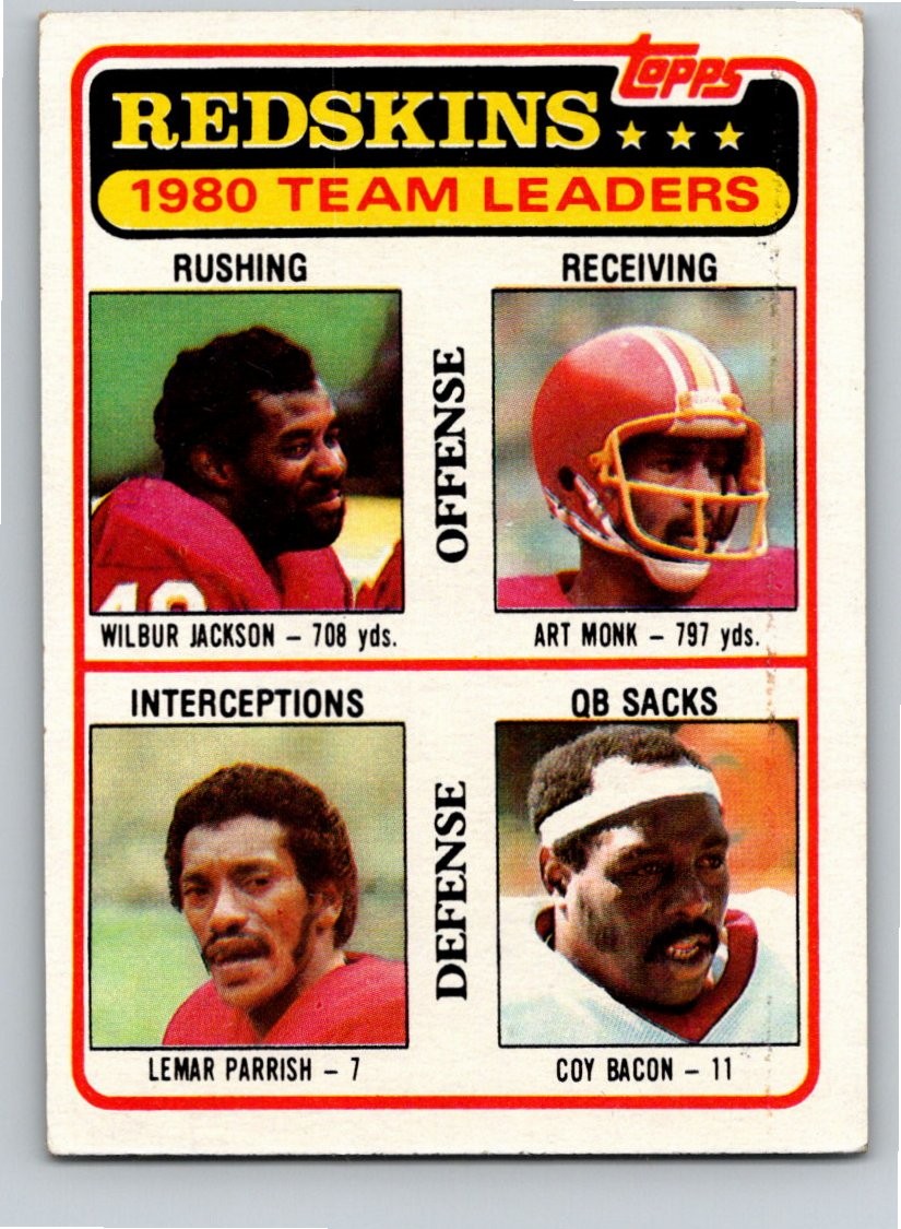 1981 Topps #57 Wilbur Jackson Art Monk Lemar Parrish Bacon Washington Redskins