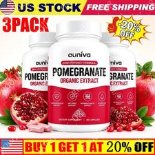 3Pack Auniva Organic Pomegranate Extract Capsules 700mg High Potency 60 Capsules