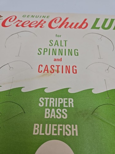 Fish Lures DEALER 1950s CREEK CHUB SALES COUNTER CARDSTOCK DISPLAY SIGN Vintage - Picture 3 of 10
