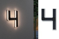 Solar LED Hausnummernleuchte Inkl. Wechselbarer Akku Nummer 4 IP44 3000K 6Lm Sch