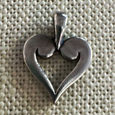 James Avery Retired Signed Sterling Silver Scroll 925 Heart Charm Pendant