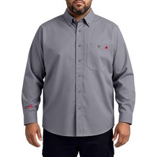 Men Flame Resistant Shirt 6.5oz Lightweight Plaid FR ButtonDown Welding