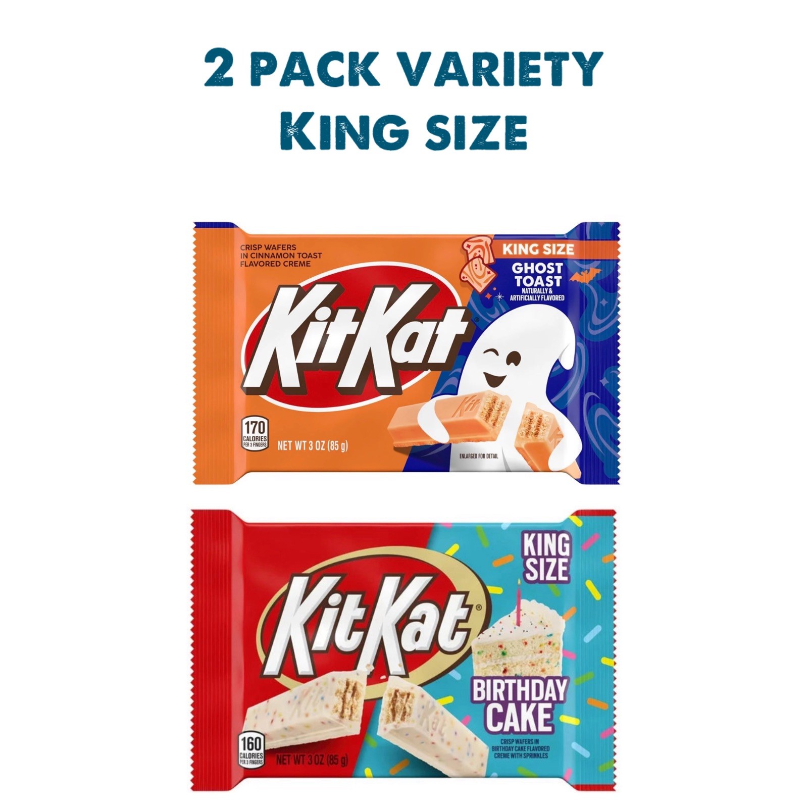 (2 Pack) NEW Kit Kat Ghost Toast and Birthday Cake Flavored Wafers, King Size
