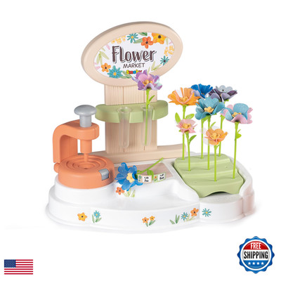 Smoby Flower Market - Kids Diy 100 Piece Set Build Your Own Fabric Flower
