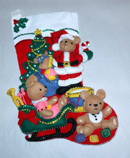 FINISHED Bucilla Felt Applique  83008 TEDDY BEAR COLLECTION Christmas Stocking