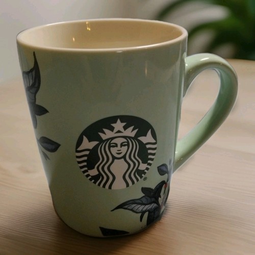 Starbucks 2021 Mint Green Floral Design With Mermaid Logo Kaffee/Teetasse/Becher  - Bild 1 von 5