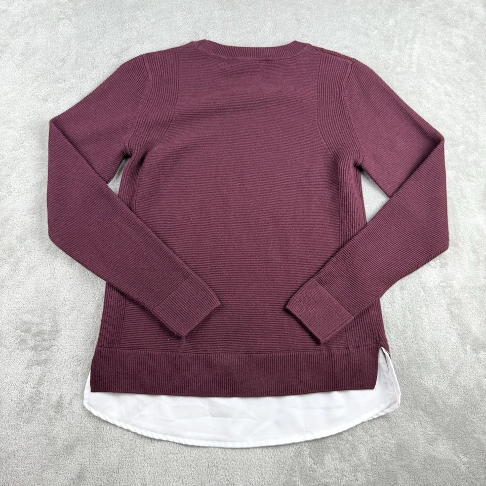 Suéter Hilary Radley Mujer Pequeño Borgoña Tejido Capas Base Dobladillo Oficina Foto 2 de 4