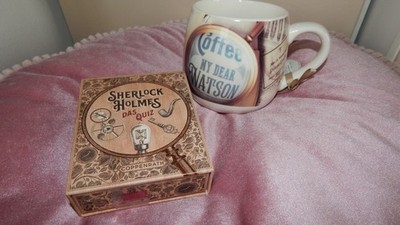 Sherlock Holmes Kaffee Becher und Spiel /Quiz Weihnachtsgeschenk Die Spiegelburg