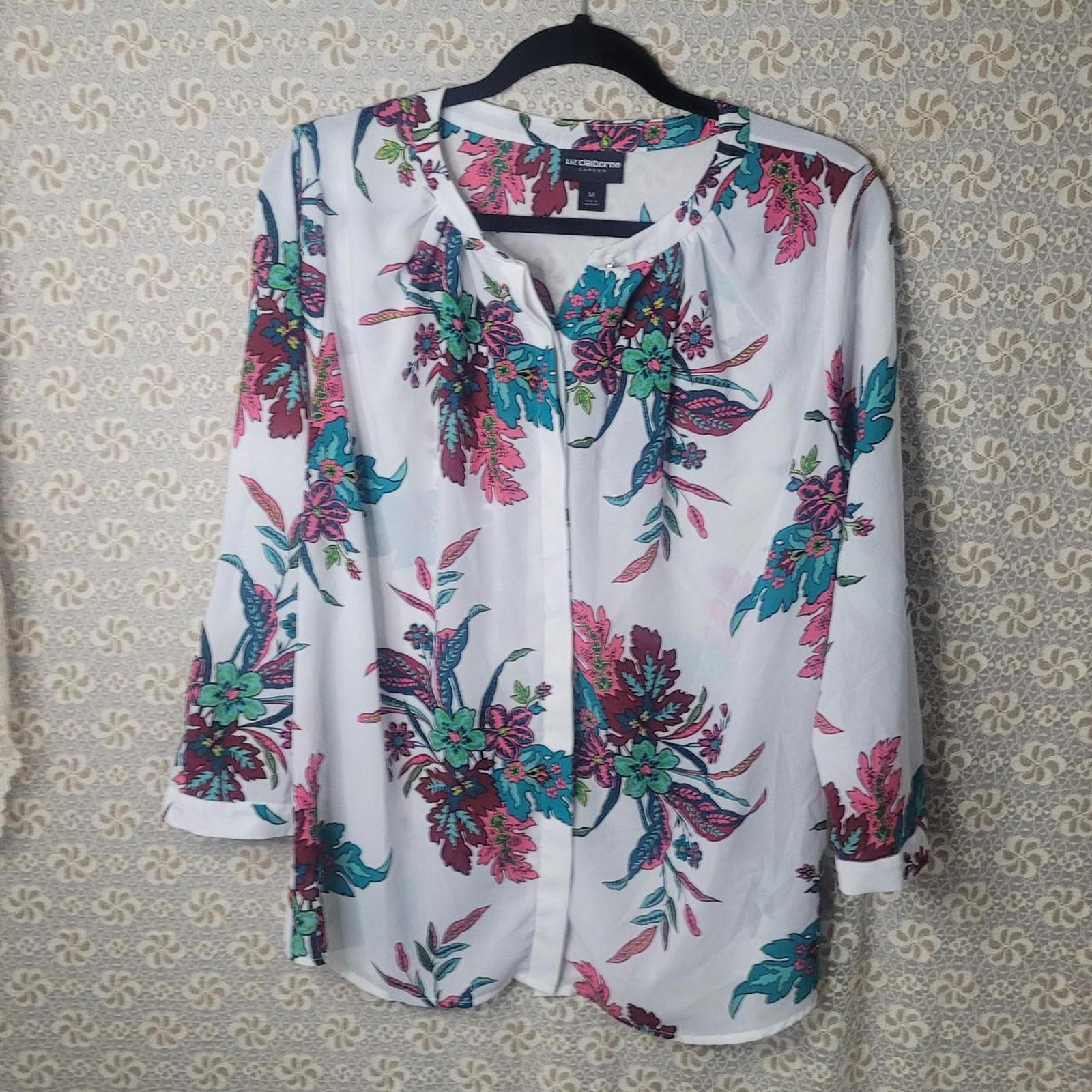 Vibrant eclectic lightweight button up blouse - image 1