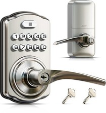 Keypad Door Lock with Handle, Keyless Entry for Front Door & Bedroom, Electro...