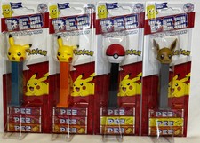 4 Set Of POKEMON Pez Dispenser: PIKACHU, EEVEE, POKEBALL, SMILE PIKACHU