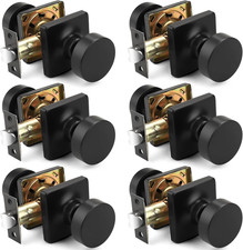 Passage Door Knobs Interior 6 Pack, Matte Black Door Knob without Lock Inside, C