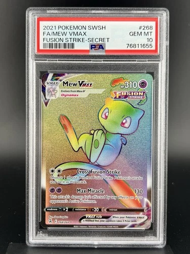 2021 POKEMON SWORD & SHIELD FUSION STRIKE #268 FA MEW VMAX - SECRET PSA 10