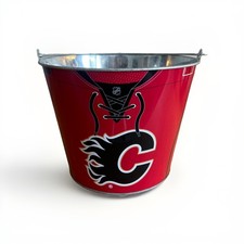Calgary Flames NHL Metal Ice Bucket Pail Hockey Jersey Design 9.25” x 7.25”