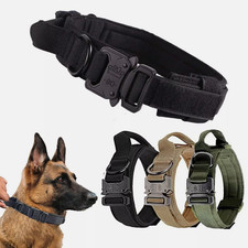 Nylon Dog Collar Tactical Heavy Duty Military With Metal Buckle Adjustable M-XL
