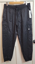 NWT Butter Soft 5-Pocket Cargo Jogger Scrub Pants Womens Size L Black 1-36938