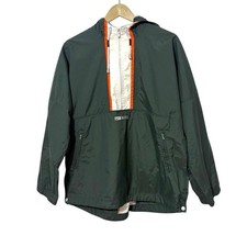 Vintage Nike 90s Size Medium Green Windbreaker 1/2 Zip Jacket Hooded Sporty