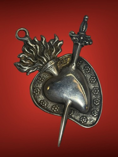 Sacro cuore per Madonna Addolorata accessorio statua ex voto trafitto fiamma - Foto 5 di 13