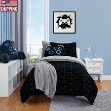 Kids Reversible Quilt Set W/ Sheets Gamer Twin 5 Piece Microfiber Lightweight US