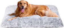 EHEYCIGA Fluffy Dog Crate Bed, Plush Extra Large Dog Pillow, Grey