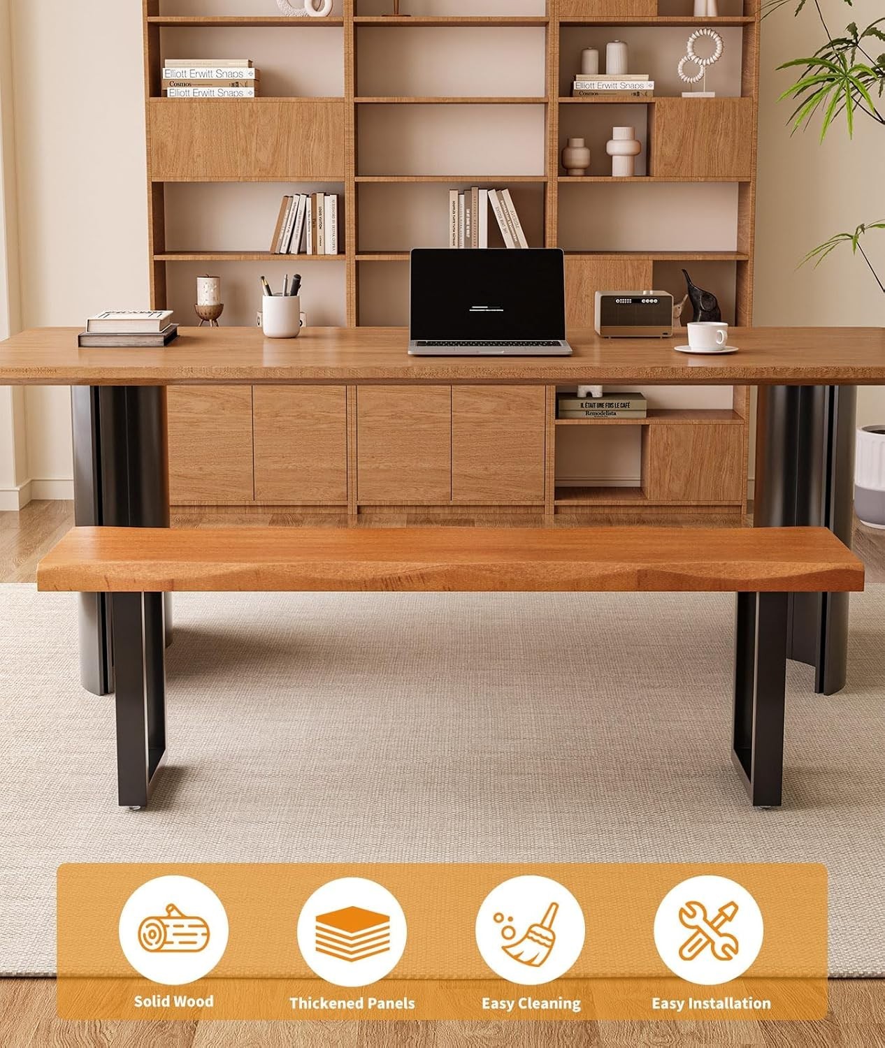 Rustic Bench Table Natural Edge Solid Wood Seat Entryway Hallway Seating 55"x14"