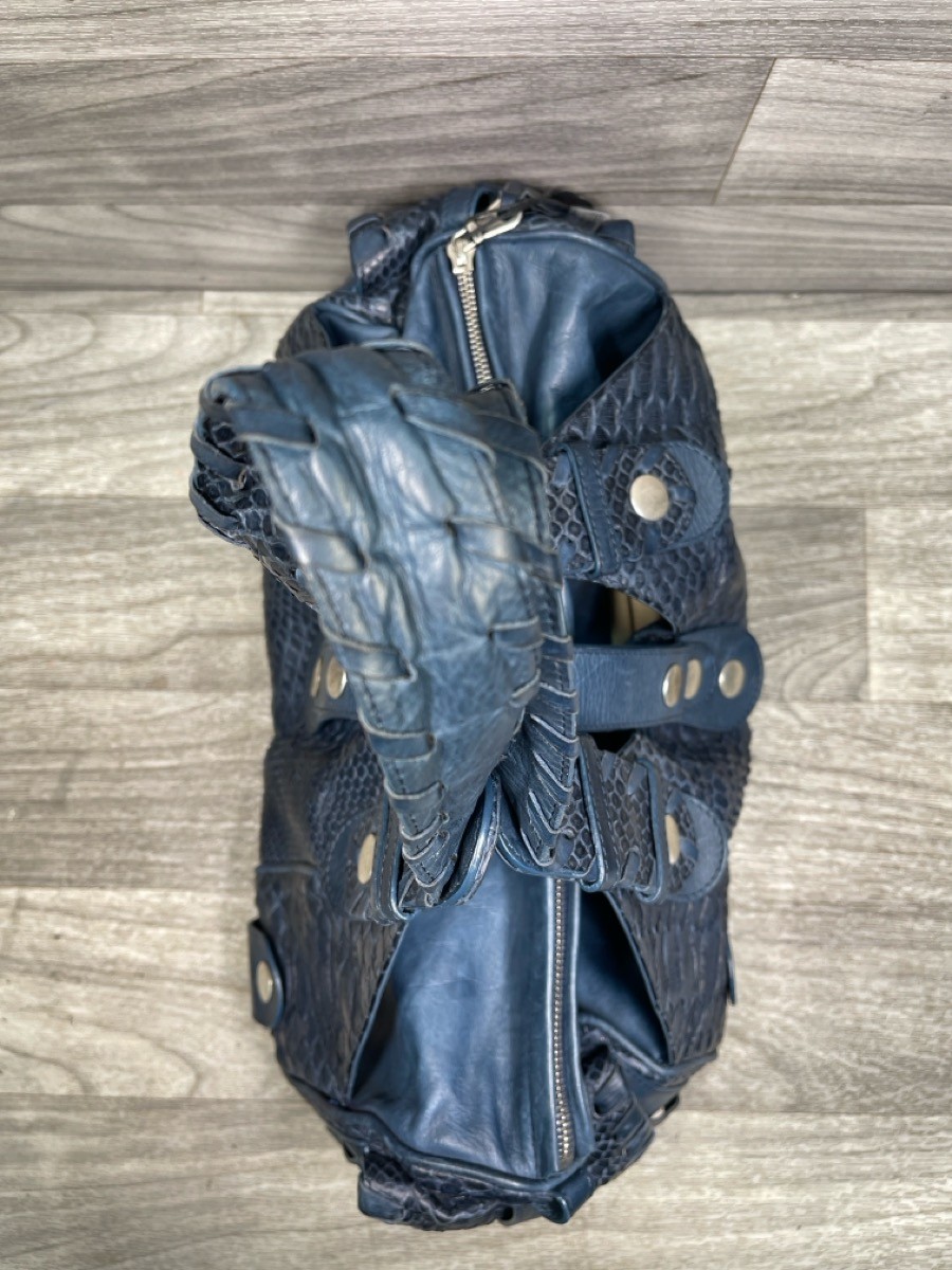 Chloé Python Leather Paddington Satchel Blue Silv… - image 6