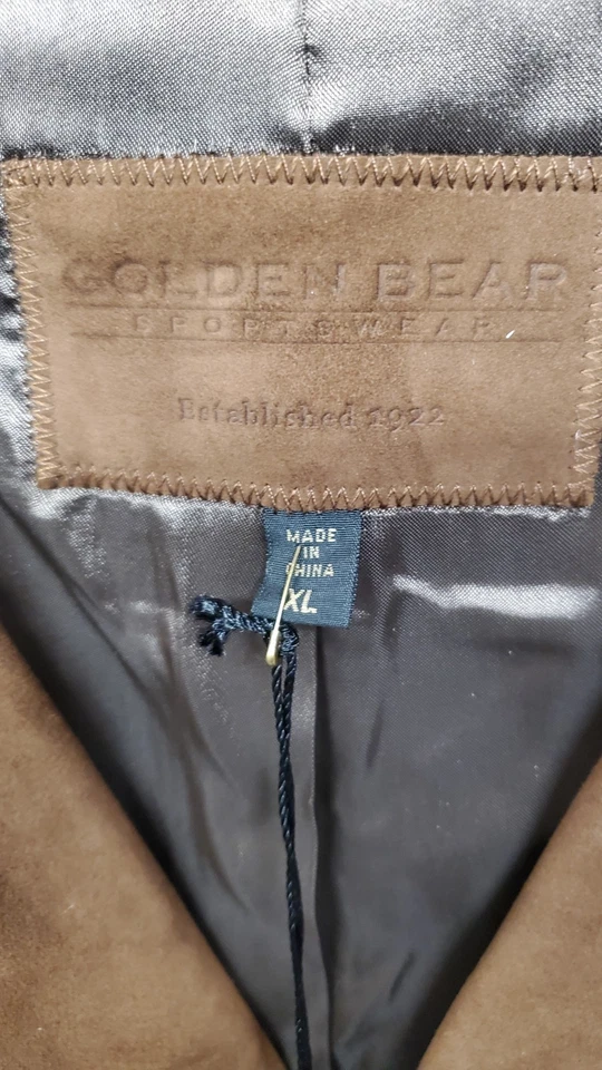 NUEVA Chaqueta de Cuero Gamuza Golden Bear Marca Talla XL NUEVA CON ETIQUETAS Foto 3 de 4