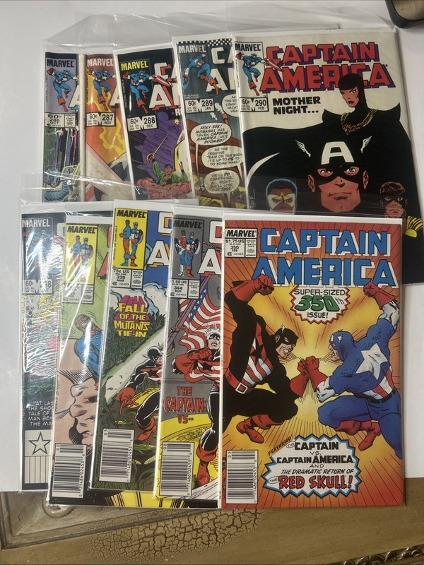 Captain America Lot 286-290 298 338 339 344 350. Half Direct Half Newsstand