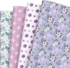 JarThenaAMCS Spring Floral Wrapping Paper - Not 1 Count (Pack of 8), Purple 
