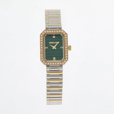 Roberto Cavalli  Gold and silver-colored wristwatch with decorative stones