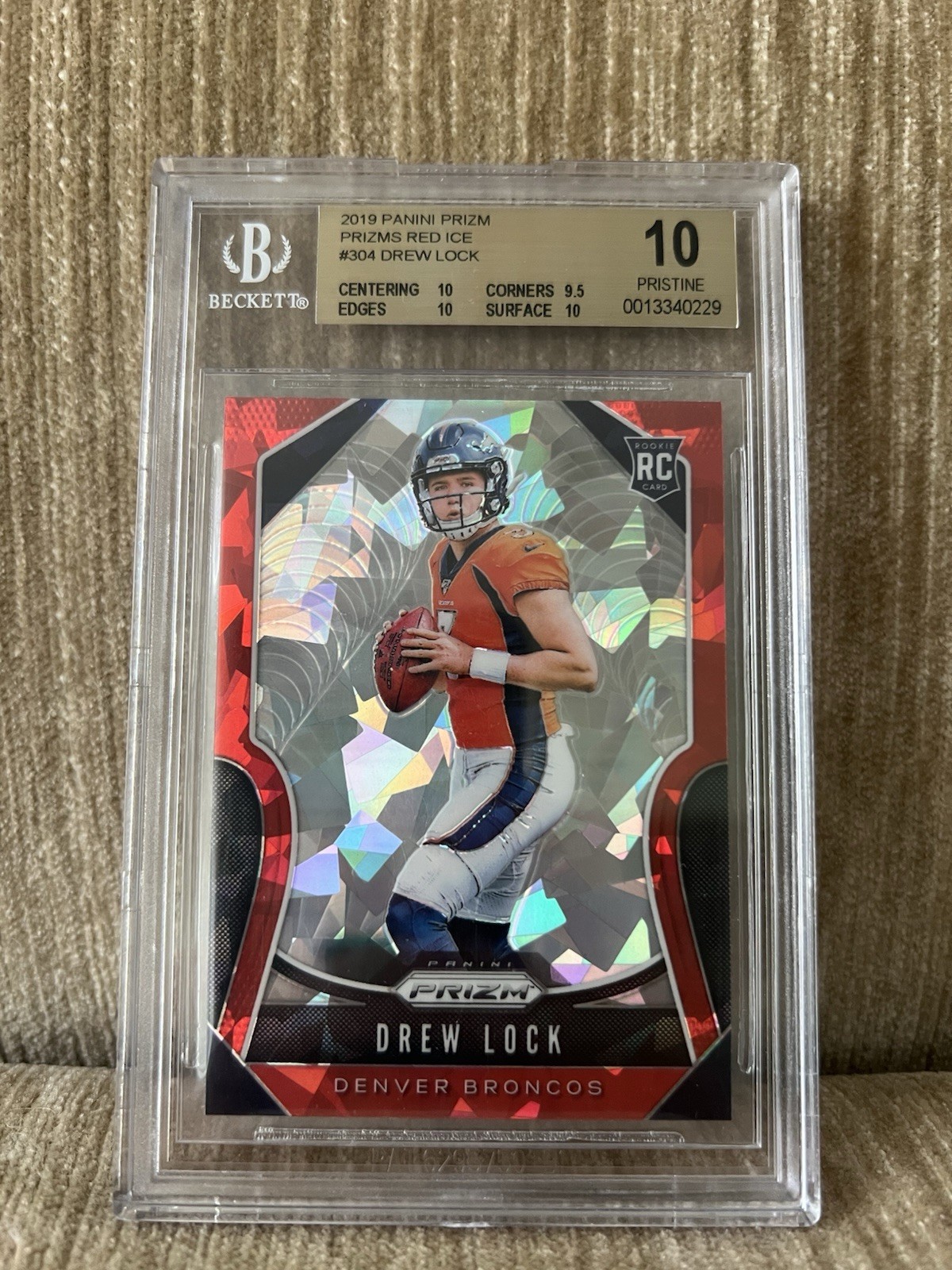 2019 Panini Prizm Football #304 Drew Lock Red Ice Rookie RC BGS 10 Seahawks