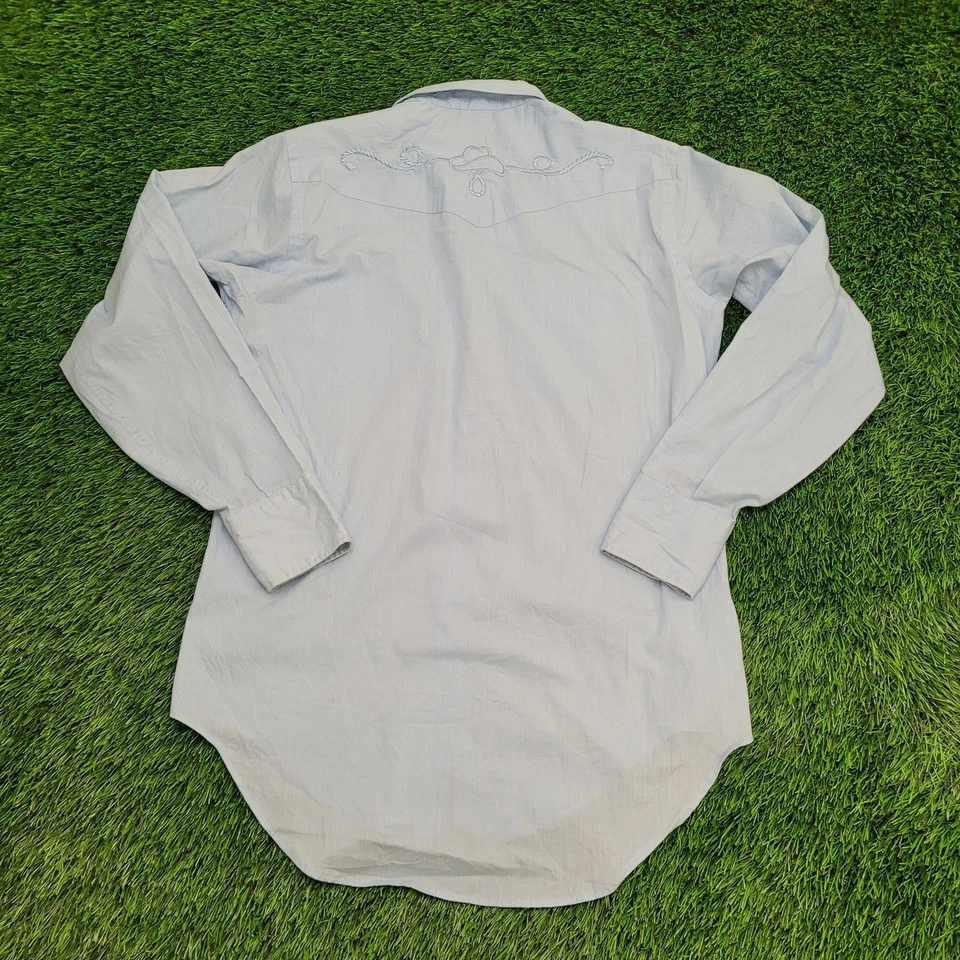 Vintage 80s Stetson Cowboy Pearl Snap Shirt M/L 16 / 35 USA Made - Image 4 of 4