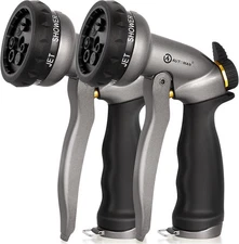 AUTOMAN Garden Hose Nozzle - 2 Pack, 100% Metal High Metalic Silver ×2 
