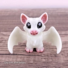 Glow-in-the-Dark Fruit Bat 3D printed articulated 2.75" Flexi Fidget gift White