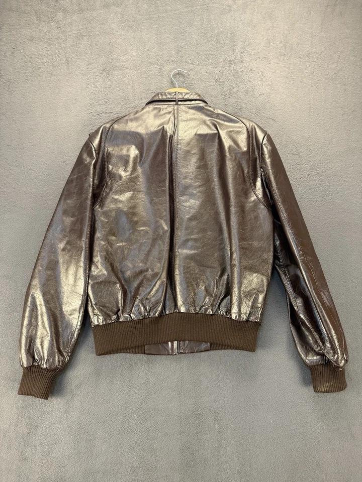 Chaqueta De Colección Solo Miembros Marrón Imitación Cuero Talla 44 Bombardero Moto Estilo Años 80 Foto 2 de 4