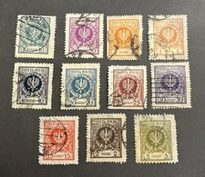 Poland Polen  1924 Eagle in laurel crown 11 Values complette set used rare