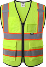 Safety Vest for Men Women Hi Vis Reflective Work Vest with Pockets Zipper Class