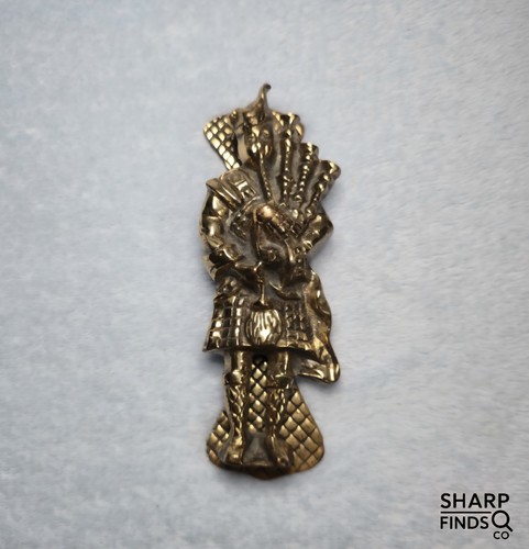 Vintage Brass Scottish Bagpiper Door Knocker Highland Piper Kilt Hardware