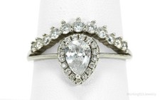 Vintage Cubic Zirconia Sterling Silver Ring - Size 8