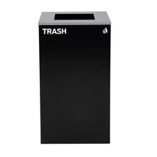29 Gal. Black Steel Open Top Commercial Trash Can with Square Lid