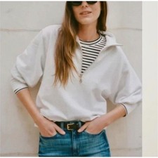 AYR Half Zip Pullover sweatshirt XL heathered gray coastal minimalist casual