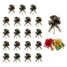 20 Pcs Large Pull Bow Gift Wrapping, 9 Inch Ribbon Organza Metallic Black Bows
