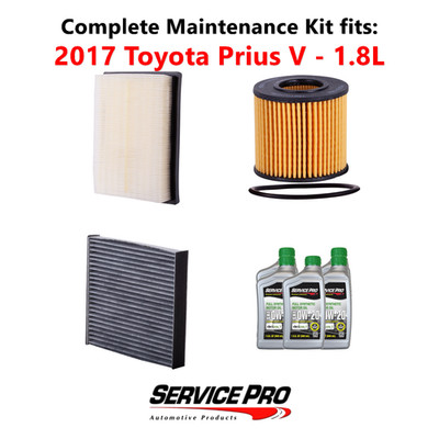 2017 Toyota Prius V 1.8L Complete Oil, Air & Cabin Filter Kit (0W-20)