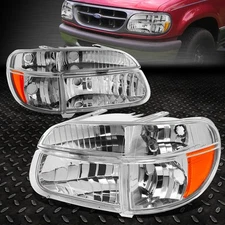 FOR 95-01 FORD EXPLORER CHROME HOUSING AMBER CORNER HEADLIGHT BUMPER HEAD LAMPS