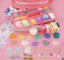Jewellery Case DIY Kit 75+ Beads Charms Bracelet Necklace Making Set Kids