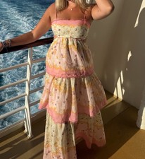 Women’s Floral Gown Dress Size XL Cut Out Sides And Corset Back