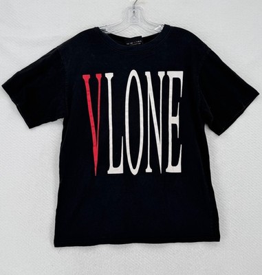 Vlone Mens Black Graphic Logo Crew Short Sleeve T Shirt Sz XL