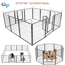 24"/32"/40" Dog Playpen 12/16/24/32 Panels Metal Pet Fence Indoor Camping Yard
