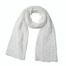 Casual Embroidered Flower Lace Scarf Lightweight Breathable Mesh Sunscreen Shawl